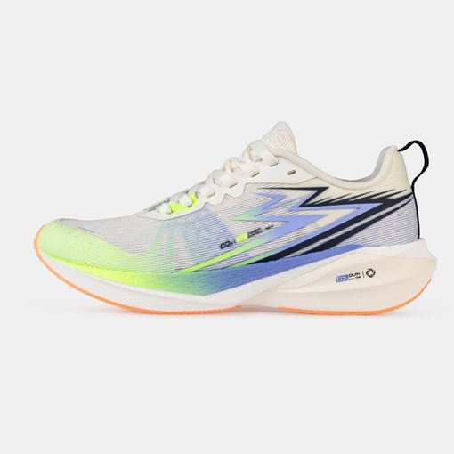 کفش ورزشی زنانه مخصوص دویدن برند ۳۶۱ درجه، رنگ آبی با رویه مشبک برای گردش هوا، دارای کفی کوییک‌فوم برای جذب ضربه در تمرین‌های روزانه