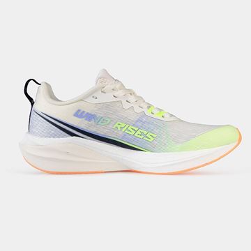 کفش ورزشی زنانه مخصوص دویدن برند ۳۶۱ درجه، رنگ آبی با رویه مشبک برای گردش هوا، دارای کفی کوییک‌فوم برای جذب ضربه در تمرین‌های روزانه