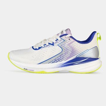 کفش مخصوص دویدن زنانه ۳۶۱ درجه رنگ سفید و آبی با کفی تکنولوژی CQ، رویه تنفس‌پذیر و طراحی ارگونومیک، مناسب تمرینات روزانه