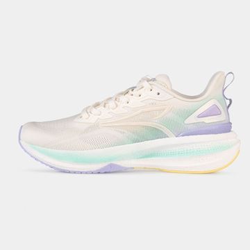کفش رانینگ زنانه ۳۶۱ درجه مدل ۲۰۲۵، رنگ سفید و بنفش، با رویه مقاوم، تنفس‌پذیر، سبک و انعطاف‌پذیر، مناسب تمرینات روزانه و دویدن