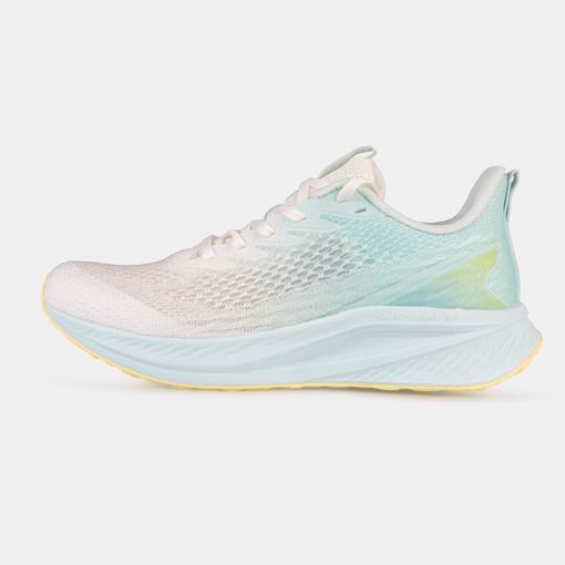 کفش رانینگ زنانه ۳۶۱ درجه، سفید و سبز، با طراحی حرفه‌ای مخصوص دویدن، مجهز به رویه تنفس‌پذیر و کفی راحت و مقاوم با تکنولوژی کوییک فوم (QU!KFOAM)، مناسب برای تمرینات ورزشی و استفاده روزمره