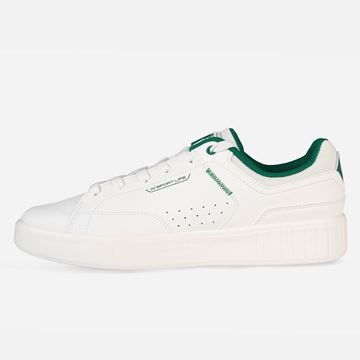 کفش روزمره مردانه 361 درجه مدل W572436617-2 رنگ سفید و سبز، رویه چرم مصنوعی + پارچه، زیره EVA با جذب ضربه، مناسب پیاده‌روی و استایل روزانه