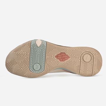 کفش بسکتبال مردانه برند 361 درجه، رنگ کرم، با طراحی مقاوم و انعطاف‌پذیر، مناسب برای دویدن، پریدن و چرخش سریع، دارای سیستم جذب شوک و حمایت از مچ پا برای جلوگیری از آسیب‌های ورزشی.