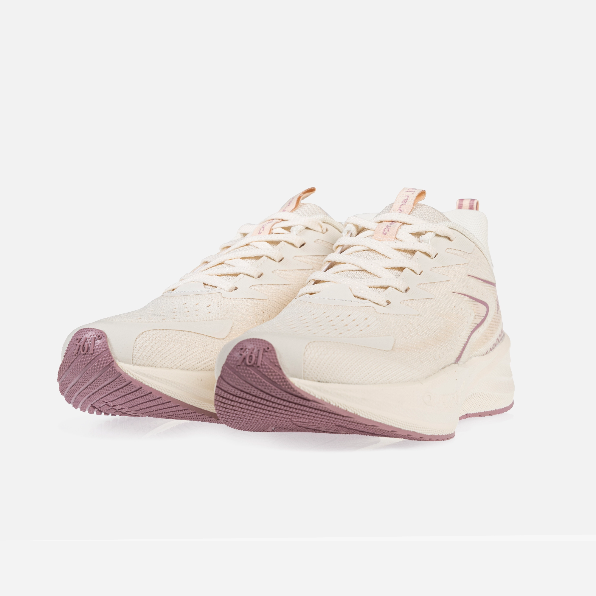 کفش دویدن زنانه، کفش Running زنانه 361 درجه، کفش ورزشی زنانه شیری صورتی، کفش تمرین زنانه سبک، کفش ورزشی تنفس‌پذیر، کفش Quik Foam زنانه، کفش ارگونومیک زنانه، کفش Rubber + EVA