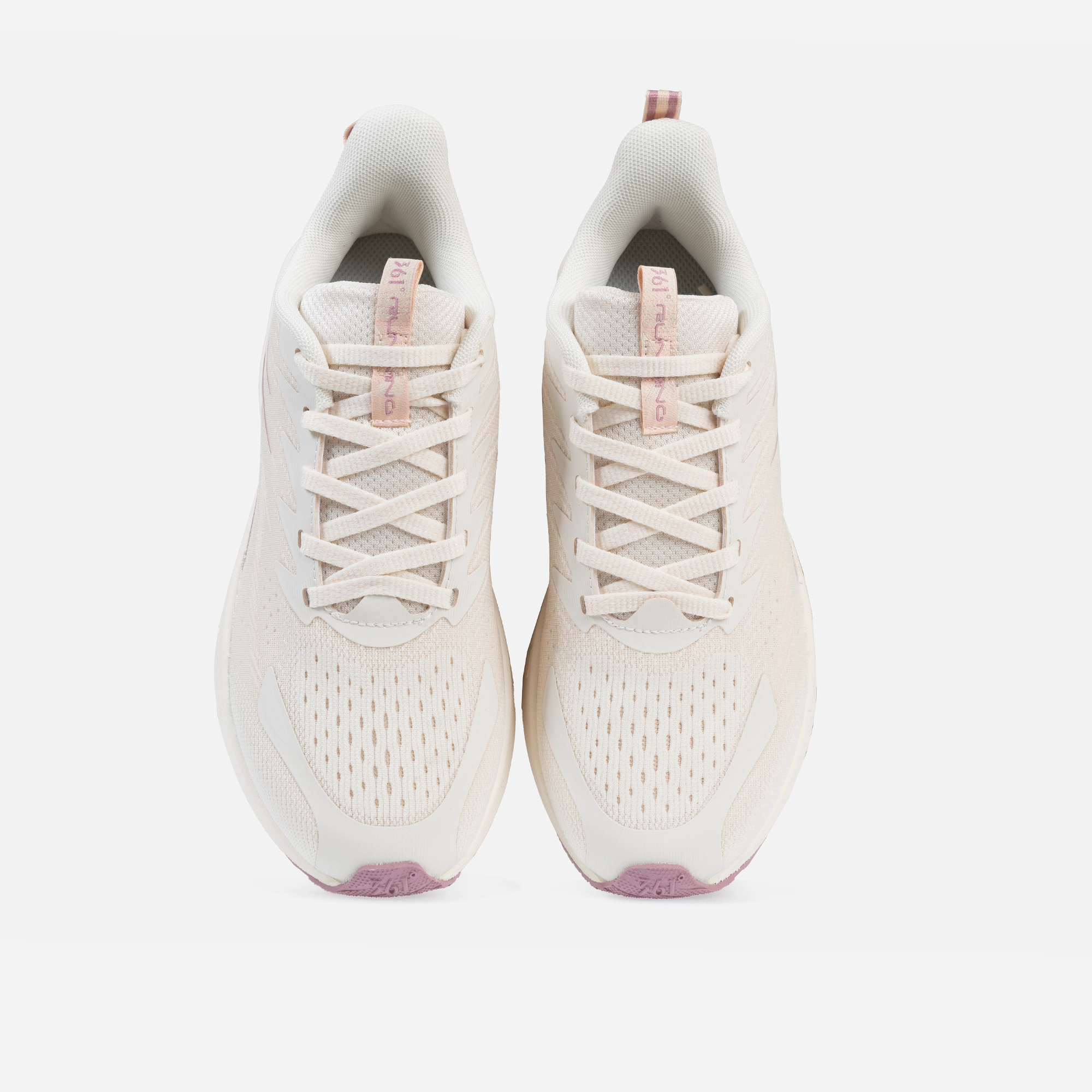 کفش دویدن زنانه، کفش Running زنانه 361 درجه، کفش ورزشی زنانه شیری صورتی، کفش تمرین زنانه سبک، کفش ورزشی تنفس‌پذیر، کفش Quik Foam زنانه، کفش ارگونومیک زنانه، کفش Rubber + EVA