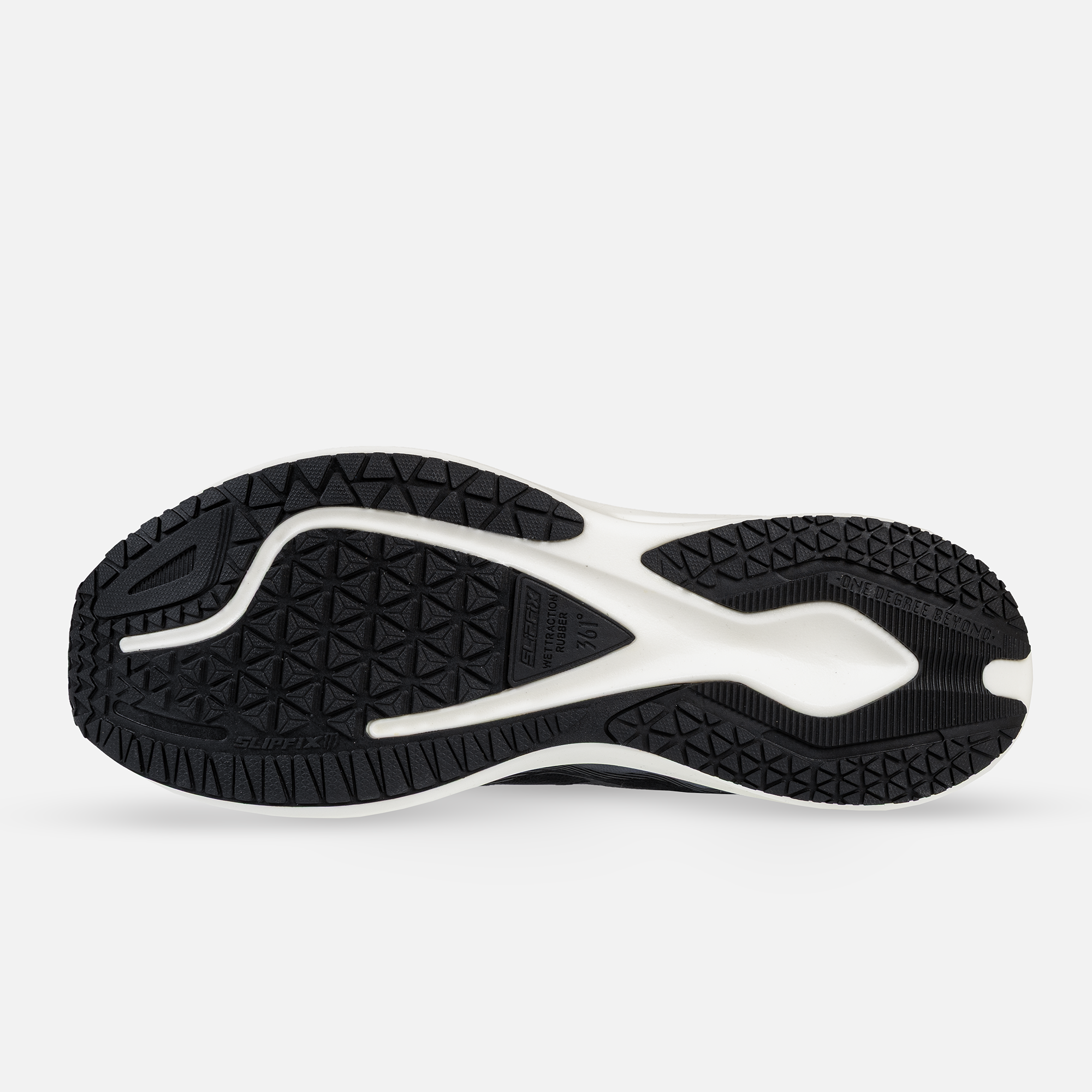 کفش مخصوص دویدن مردانه ۳۶۱ درجه مدل W572422205-5 با رویه پارچه‌ای مشکی و زیره EVA+Rubber، مناسب برای دویدن روزانه، پیاده‌روی طولانی و تمرین ورزشی.