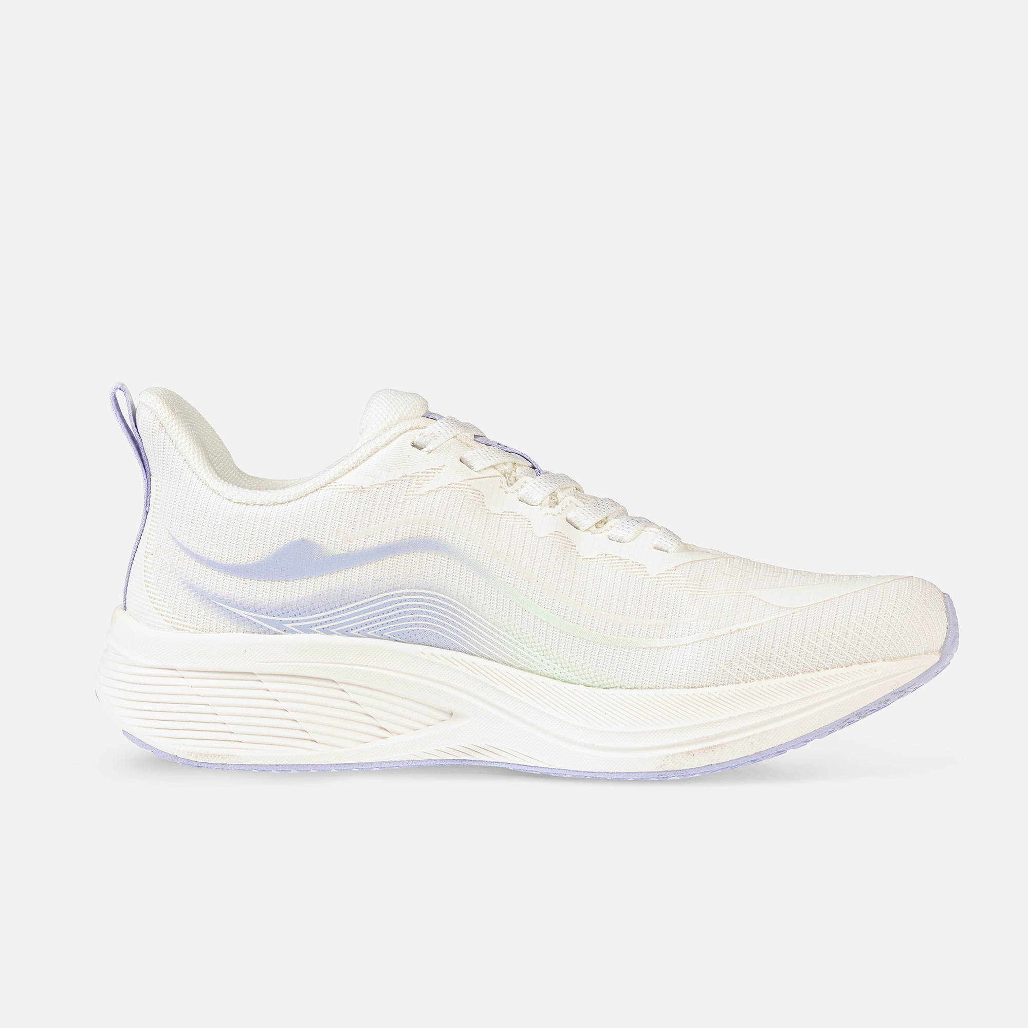 کفش دویدن زنانه 361 درجه مدل W582432223-1 سفید و آبی، سبک و ارگونومیک با رویه پارچه‌ای تنفس‌پذیر و زیره EVA + Rubber، مناسب دویدن، پیاده‌روی و تمرینات ورزشی روزانه، راحت و محافظ پا