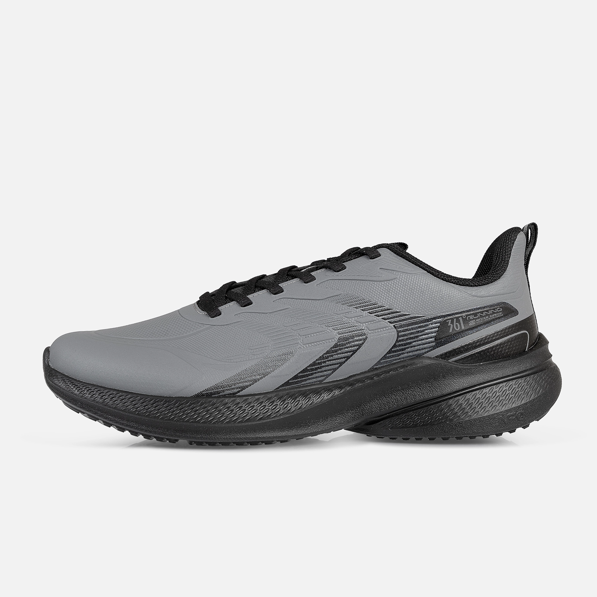 کفش دویدن مردانه 361 درجه مدل W572442234-2 رنگ طوسی، رویه چرم مصنوعی، زیره EVA، سبک و ارگونومیک، مناسب دویدن، پیاده‌روی و تمرین‌های روزانه