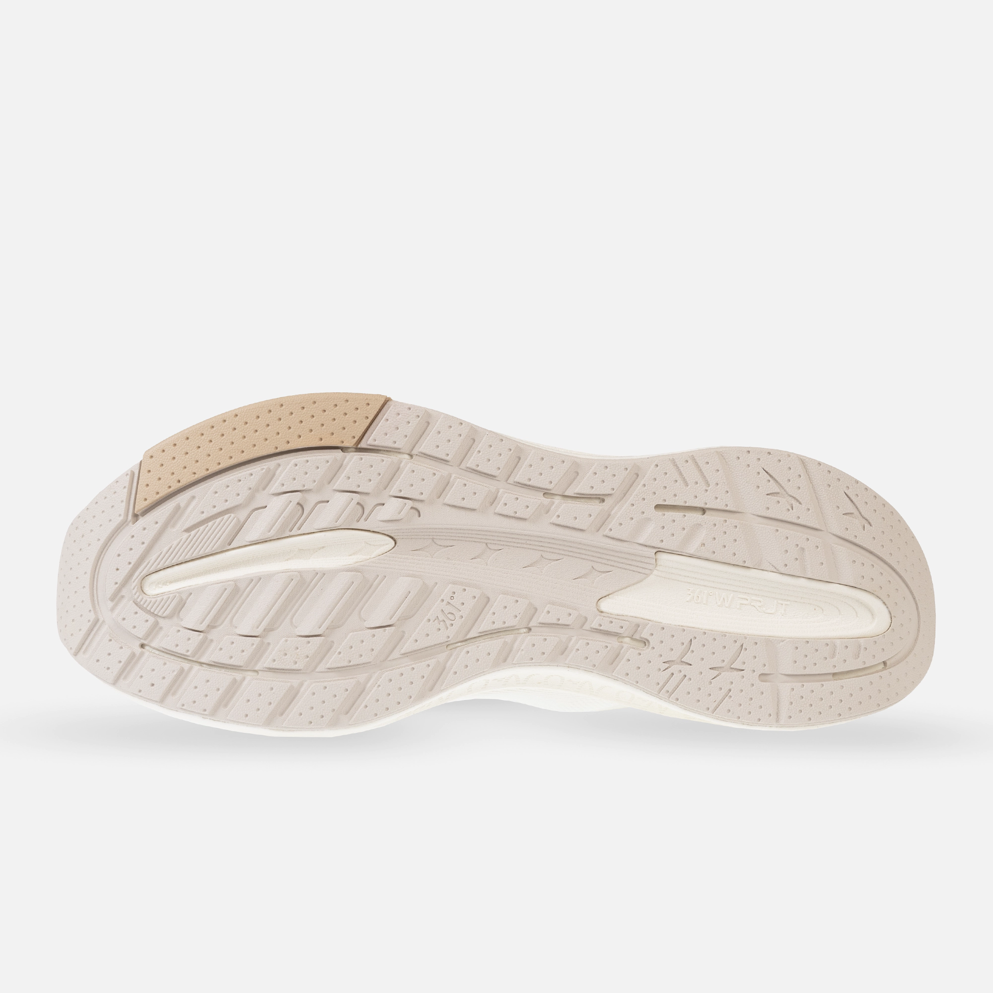 کفش مخصوص دویدن زنانه 361 درجه مدل W582422224-2 رنگ سفید و کرم، سبک و ارگونومیک با رویه پارچه تنفس‌پذیر و زیره EVA + Rubber، مناسب دویدن، پیاده‌روی و تمرین روزانه سایز 35 تا 40