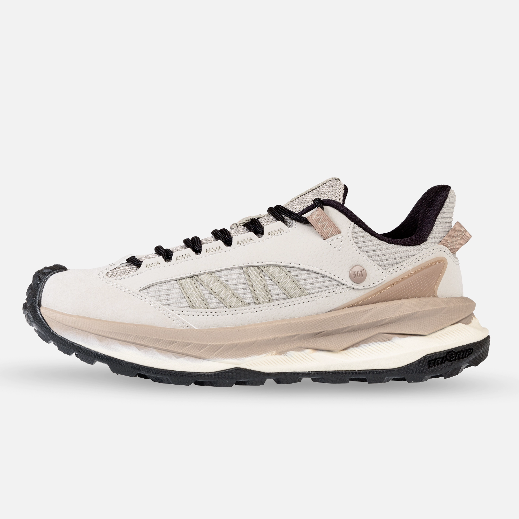 کفش روزمره و طبیعت‌گردی زنانه 361 درجه مدل W582443302-7 کرم و قهوه‌ای، سبک و راحت با رویه چرم مصنوعی و پارچه تنفس‌پذیر و زیره انعطاف‌پذیر، مناسب پیاده‌روی و فعالیت‌های بیرونی، محافظت از پا و مچ در مسیرهای ناهموار