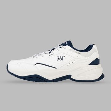 کفش روزمره مردانه ۳۶۱ درجه مدل W572446736-1 رنگ سفید و سورمه‌ای با رویه چرم مصنوعی و پارچه تنفس‌پذیر و زیره EVA + Rubber مناسب پیاده‌روی روزانه