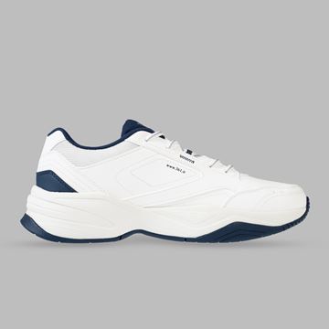 کفش روزمره مردانه ۳۶۱ درجه مدل W572446736-1 رنگ سفید و سورمه‌ای با رویه چرم مصنوعی و پارچه تنفس‌پذیر و زیره EVA + Rubber مناسب پیاده‌روی روزانه