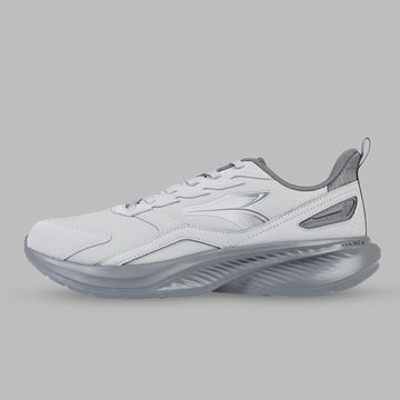 کفش دویدن مردانه 361 درجه مدل W572432222-1 رنگ طوسی، رویه چرم مصنوعی و پارچه تنفس‌پذیر، زیره EVA سبک و ضد ضربه، مناسب دویدن و تمرین‌های روزانه