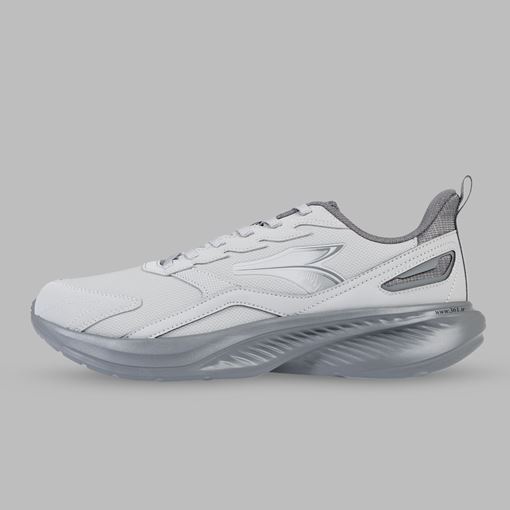 کفش دویدن مردانه 361 درجه مدل W572432222-1 رنگ طوسی، رویه چرم مصنوعی و پارچه تنفس‌پذیر، زیره EVA سبک و ضد ضربه، مناسب دویدن و تمرین‌های روزانه