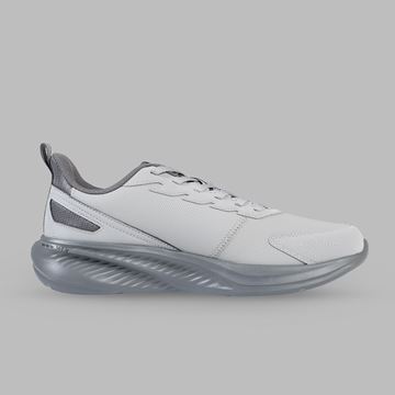 کفش دویدن مردانه 361 درجه مدل W572432222-1 رنگ طوسی، رویه چرم مصنوعی و پارچه تنفس‌پذیر، زیره EVA سبک و ضد ضربه، مناسب دویدن و تمرین‌های روزانه