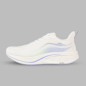 کفش دویدن زنانه 361 درجه مدل W582432223-1 سفید و آبی، سبک و ارگونومیک با رویه پارچه‌ای تنفس‌پذیر و زیره EVA + Rubber، مناسب دویدن، پیاده‌روی و تمرینات ورزشی روزانه، راحت و محافظ پا