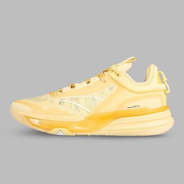 کفش مخصوص دویدن مردانه زرد برند 361 با طراحی سبک و تنفس‌پذیر، زیره با قابلیت ضربه‌گیری برای حمایت از پا و مچ در فعالیت‌های ورزشی و دویدن روزانه